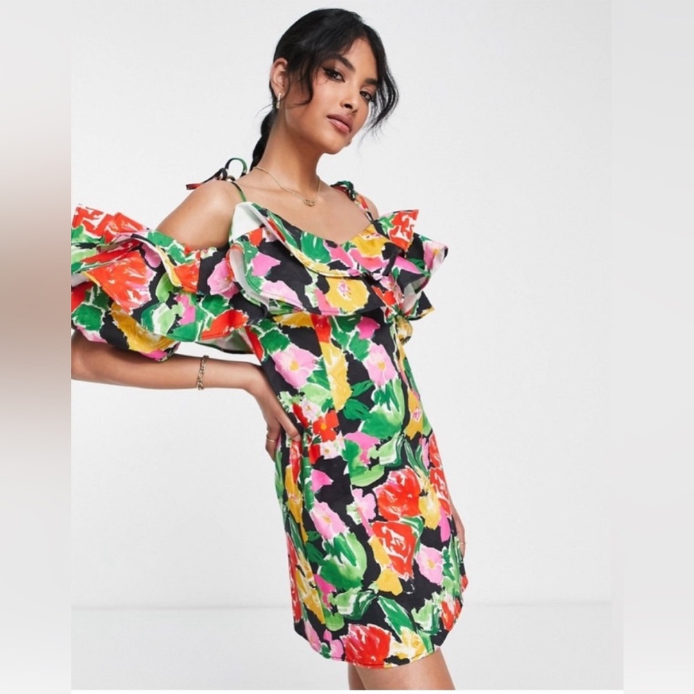 Top Shop Floral Off-Shoulder Dress - size 4